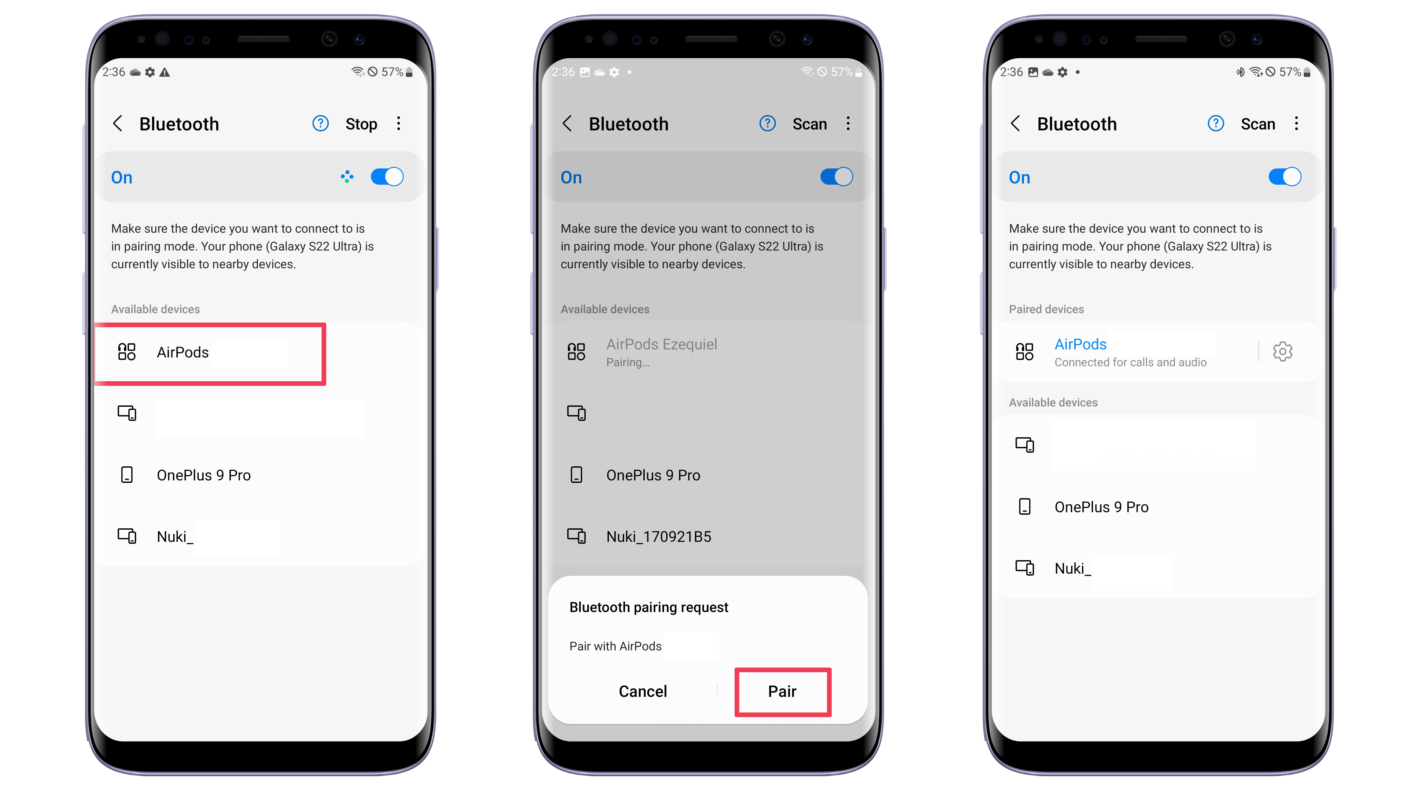Connecting Apple AirPods on a Samsung Galaxy phone Connecting Apple AirPods on a Samsung Galaxy phone