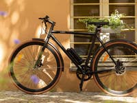 Sushi bike leaning on the wall