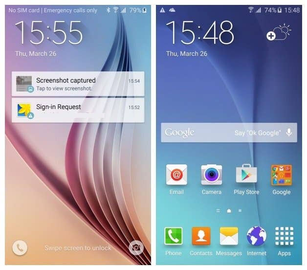 AndroidPIT Galaxy S6 Android 5 0 2 Lollipop TouchWiz lock screen home screen
