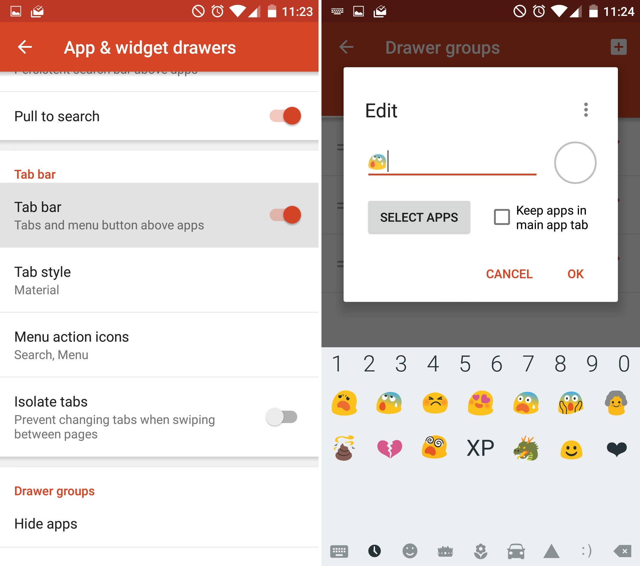 AndroidPIT nova launcher tips and tricks emoji app drawer tabs