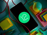 A smartphone showing the number 12 as in Android 12 OS