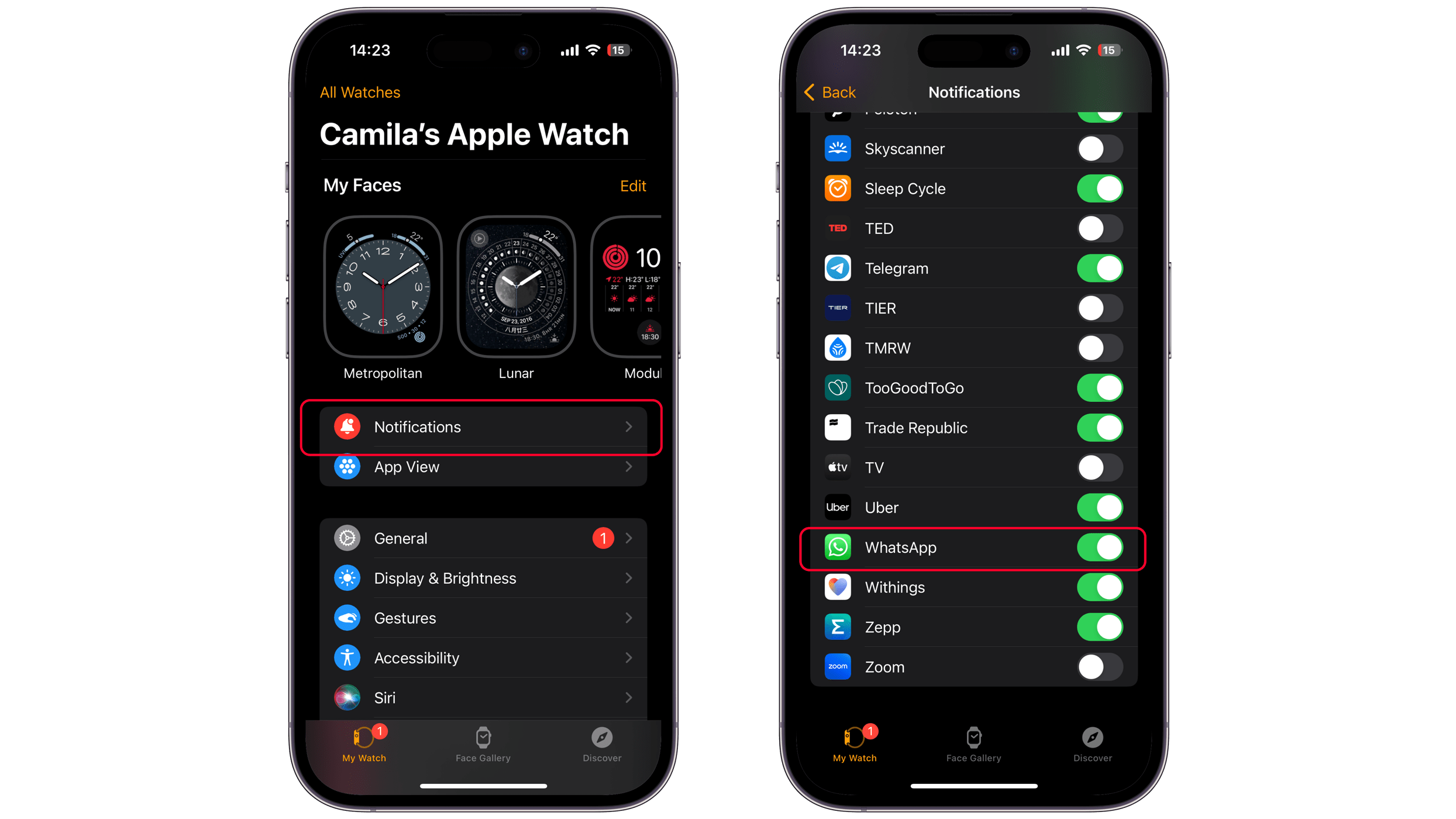 How to enable WhatsApp notifications for Apple Watch via iPhone