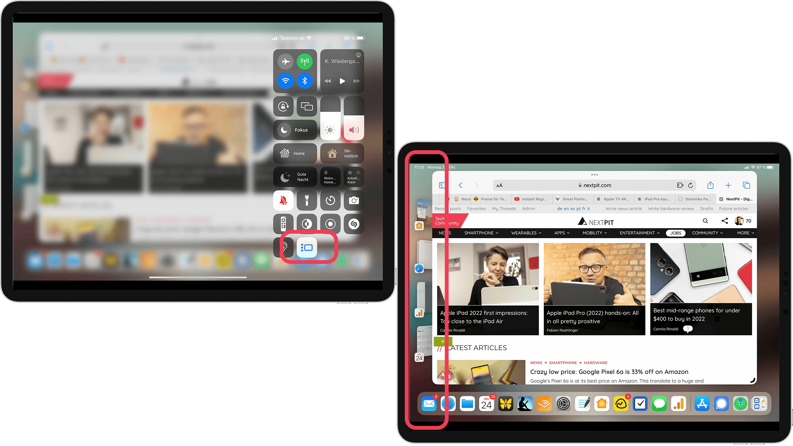 Apple iPadOS 16 screenshot showing how the Stage Manager feature works