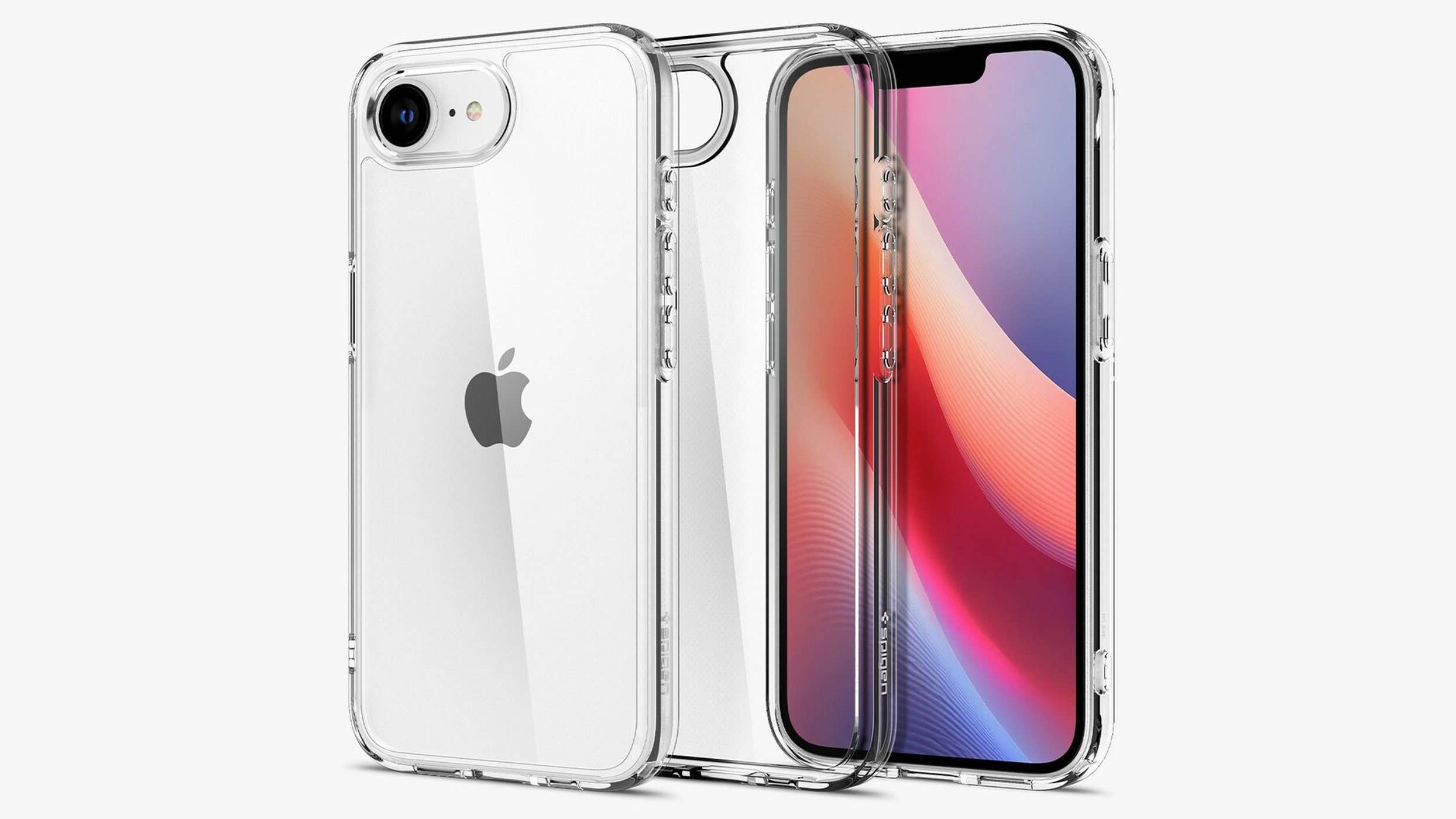 Clear case for Apple iPhone SE 4, showcasing the phone's design.