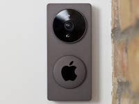 Amazon's Ring video doorbell edited with an Apple Logo