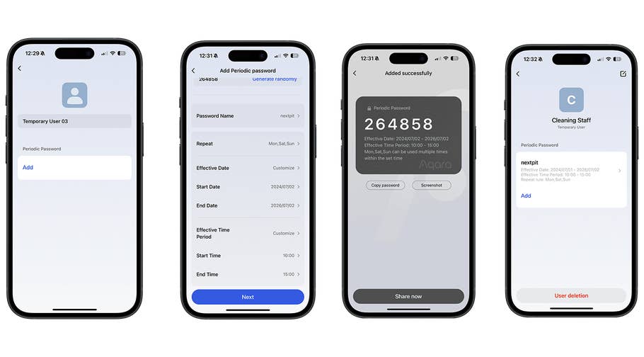 Aqara U200 Smart Lock app screenshots