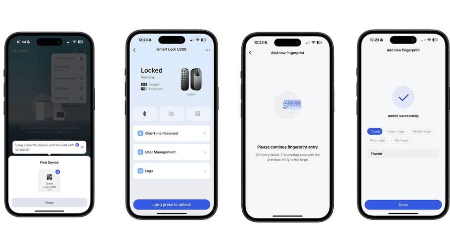 Aqara U200 Smart Lock app screenshots