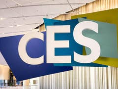 A picture of the CES logo taking from the tech show venue