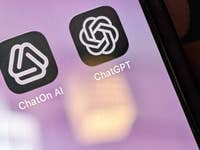 Close-up of a smartphone screen showing the ChatGPT and ChatOn AI app icons.