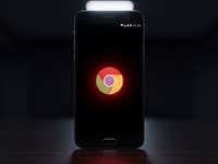 Android smartphone with Chrome browser app icon
