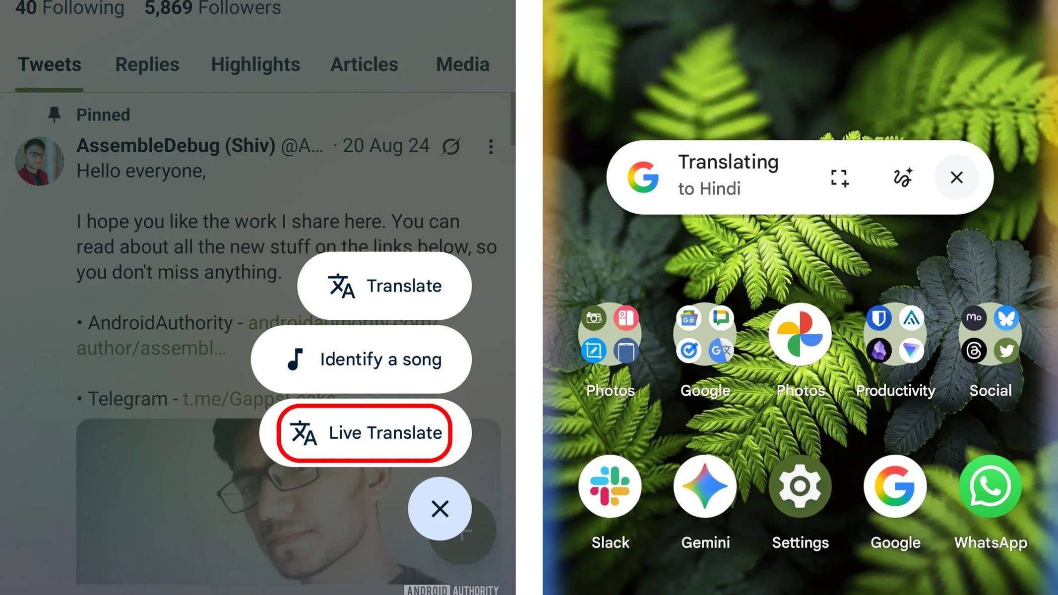 Circle to Search's new Live Translate feature