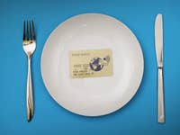 A credit card on a plate