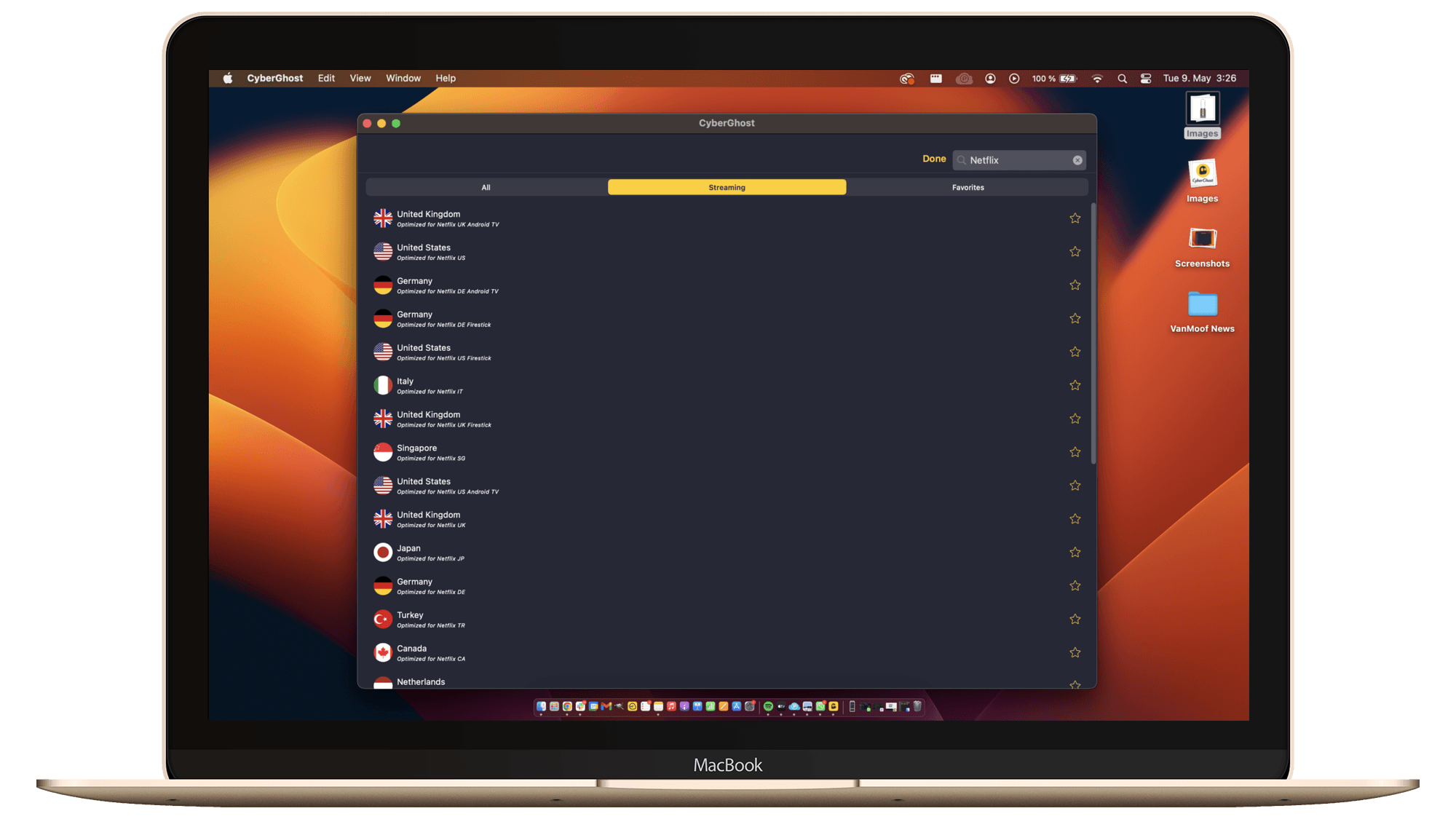 CyberGhost MacOS Screenshots
