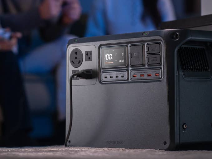 DJI Power 2000 portable power station on a floor