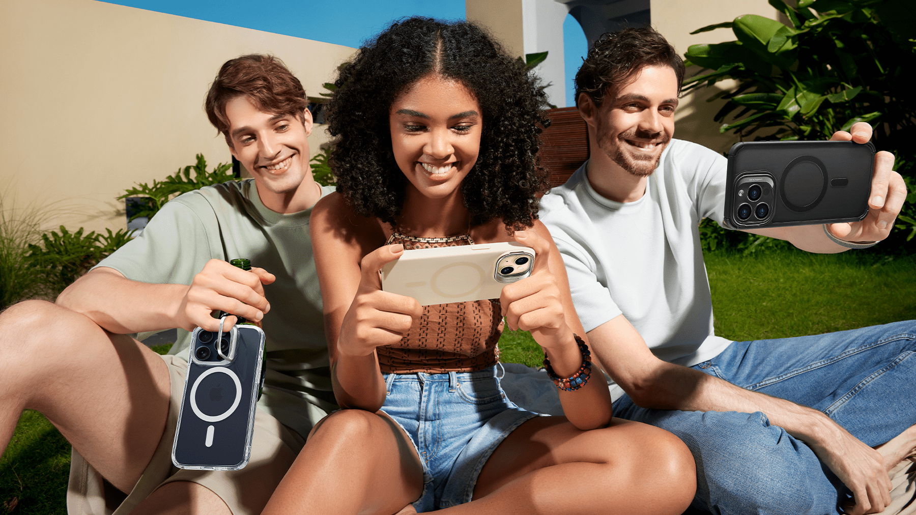 Young people watching content on a phone