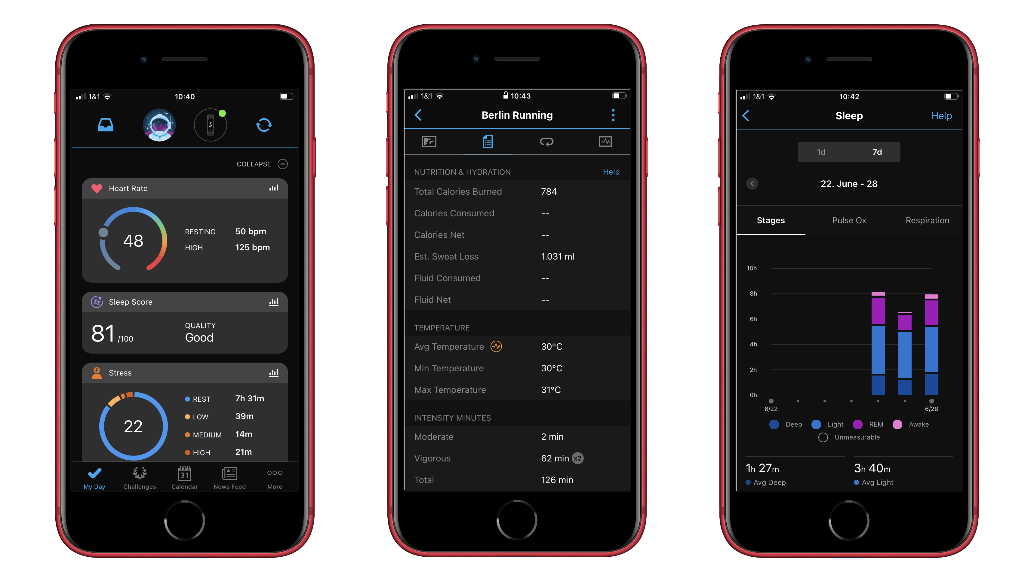 Ein Screenshot der Garmin-Connect-App.