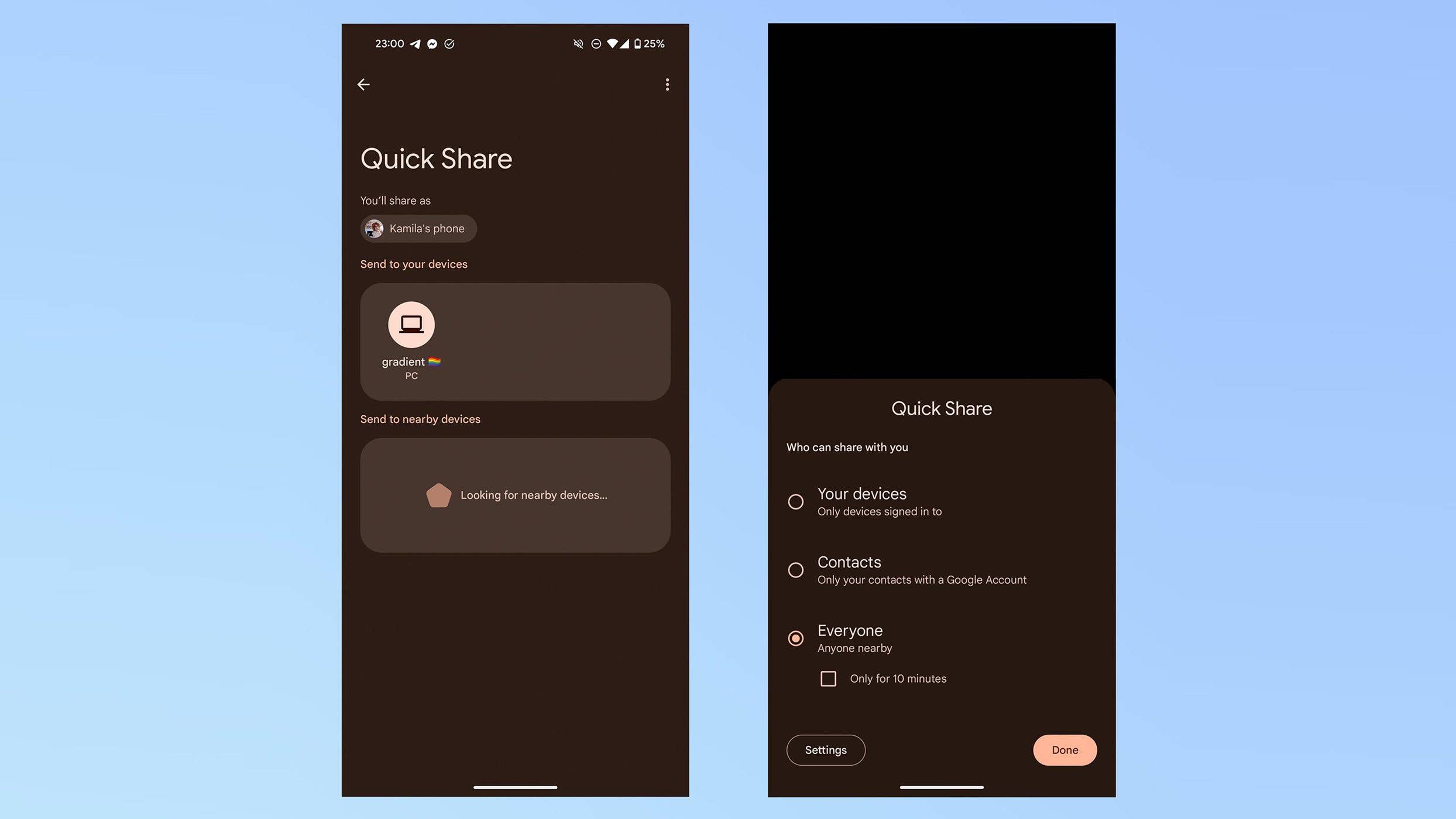 Google's Quick Share feature on Android