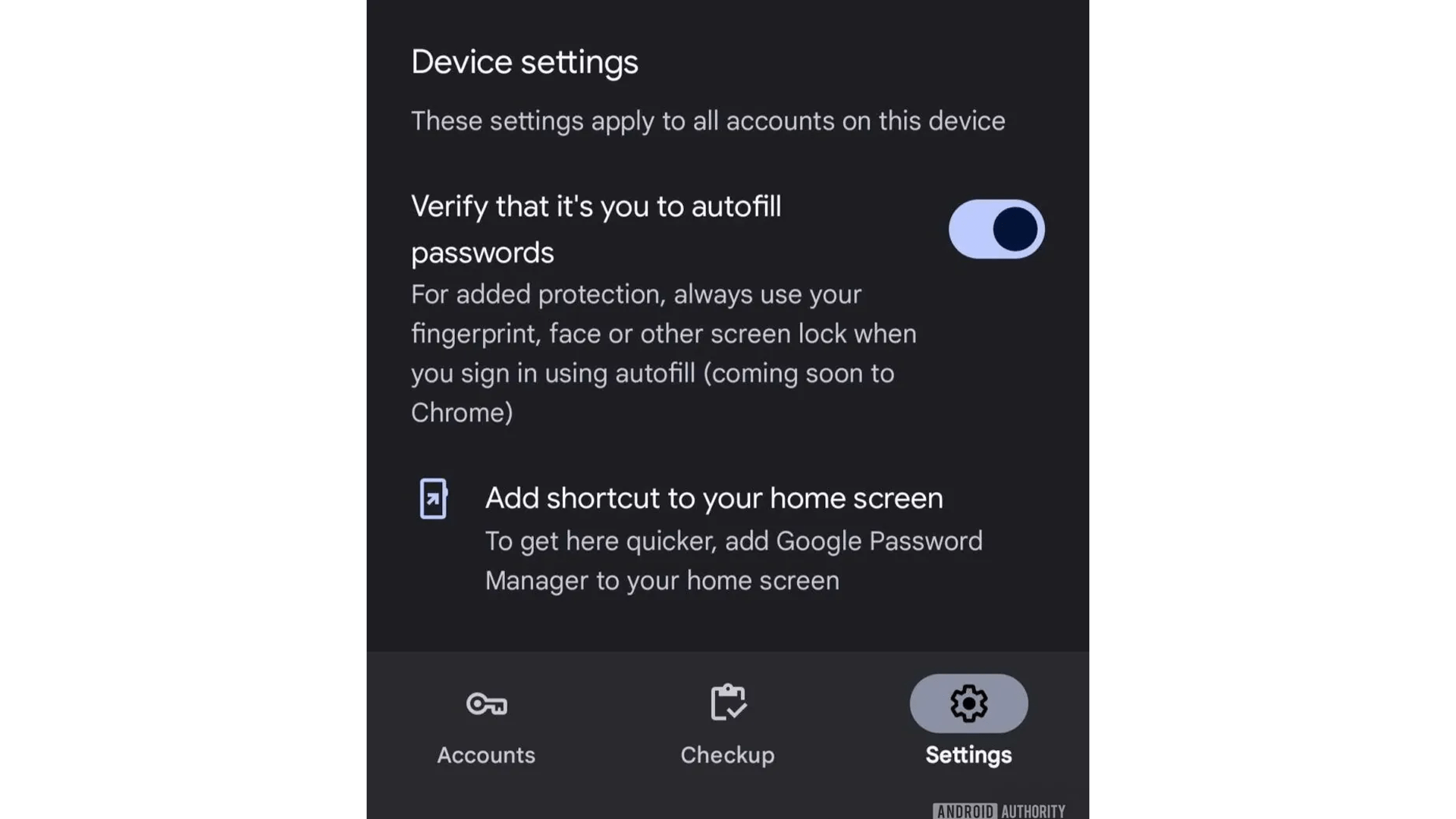 Google Password Manager settings for Chrome