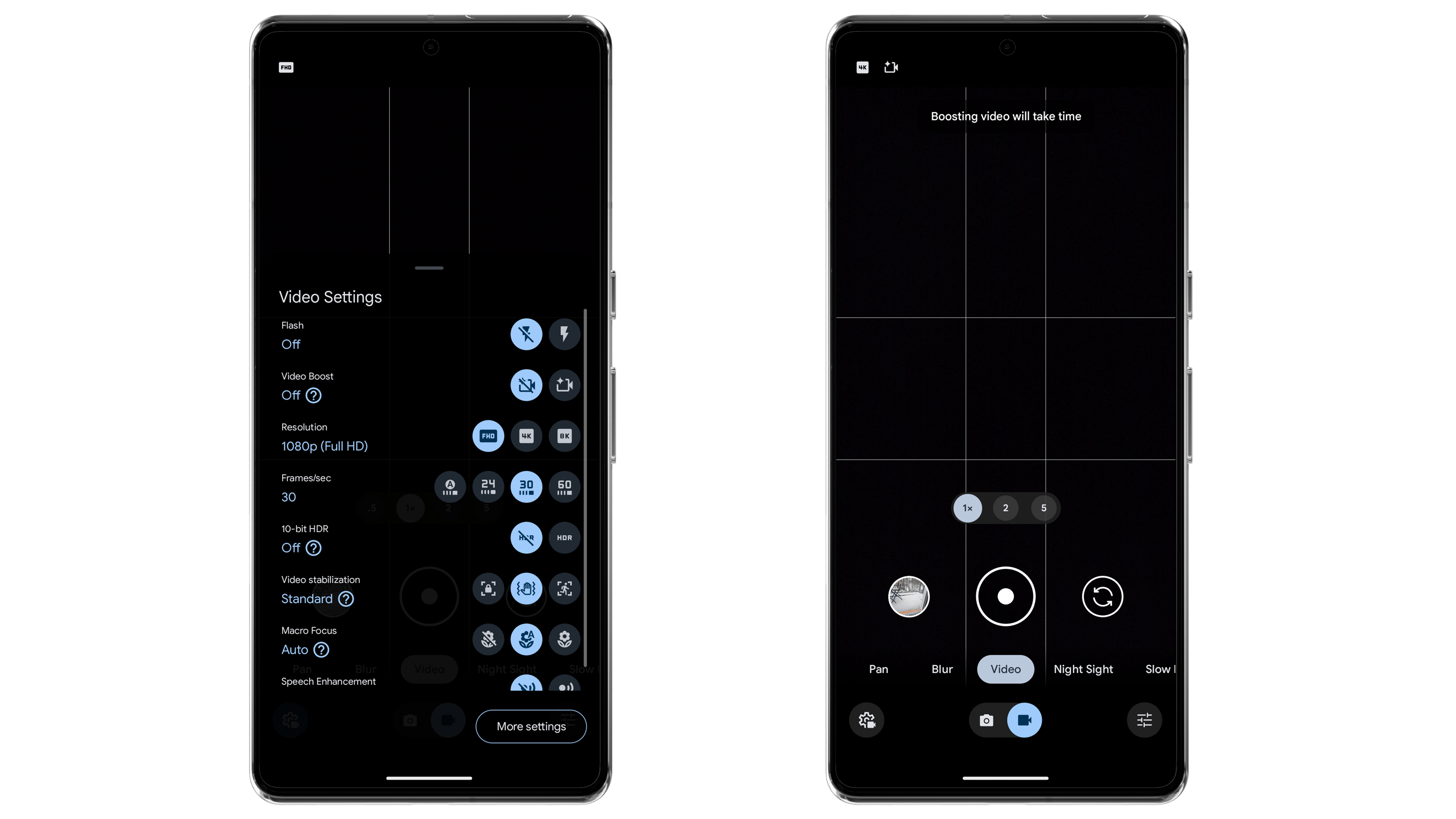 Google's Pixel camera settings