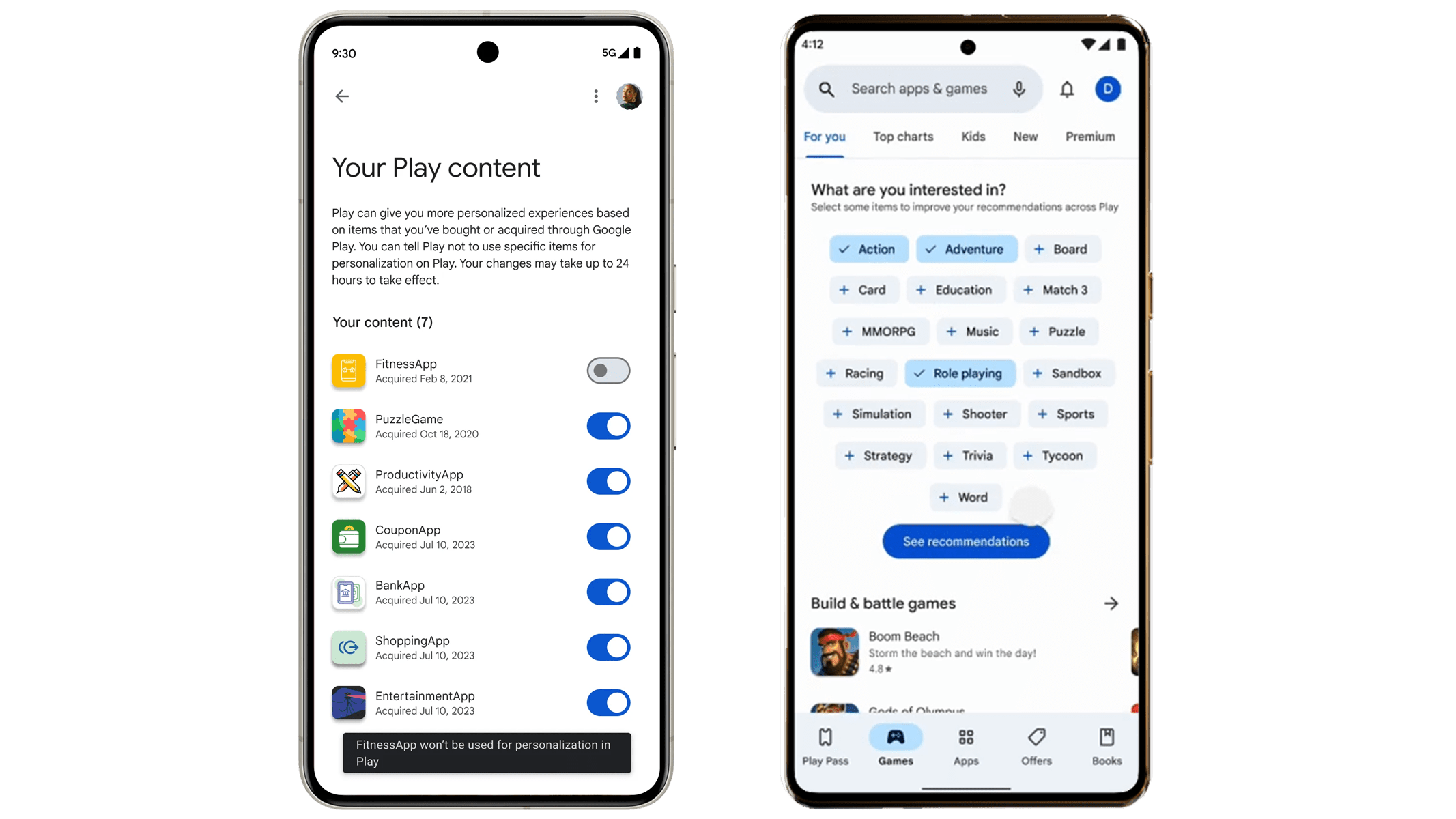 Google intros Personalizaton feature on the Play Store app Google intros Personalizaton feature on the Play Store app