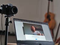 Video call on a computer with a camera