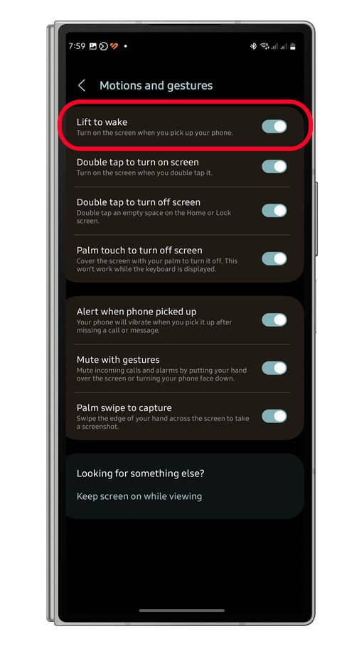 Samsung One UI Gestures Lift to Wake Step 3