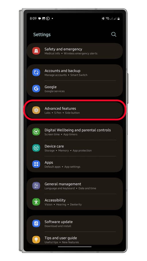 Samsung One UI Gestures Lift to wake step 1