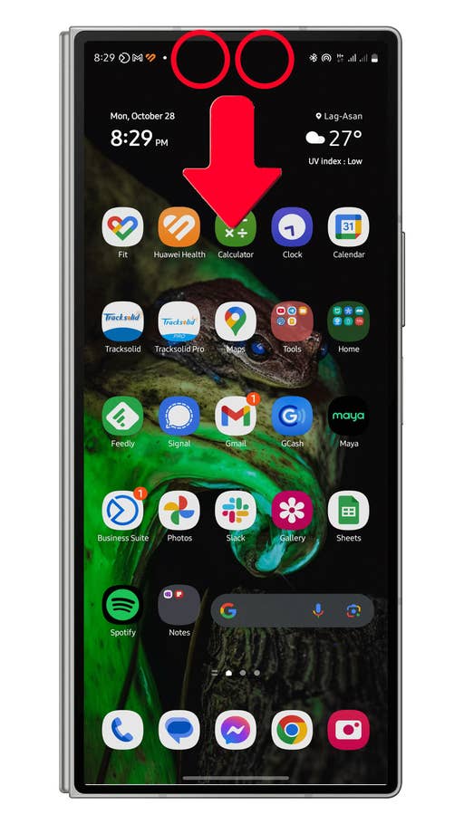 Samsung One UI Gestures Swipe Fingers to open Quick Panel
