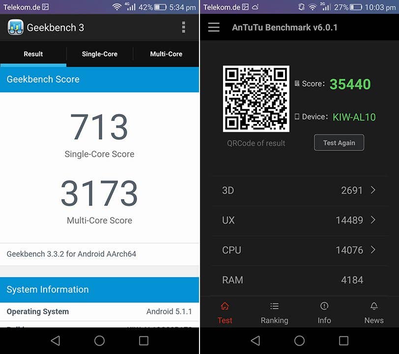 Honor 5x Geekbench Antutu