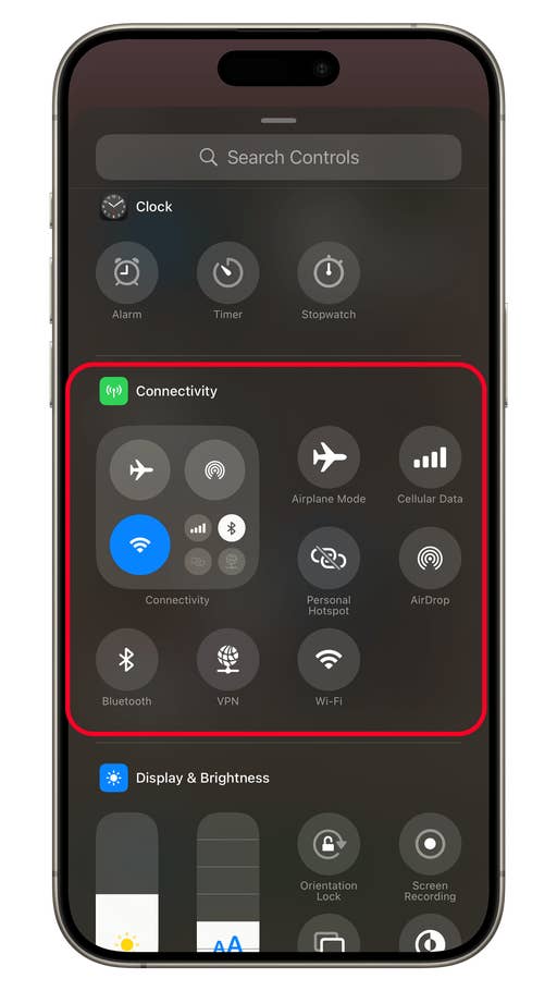 How to customize Control Center with new connectivity controls