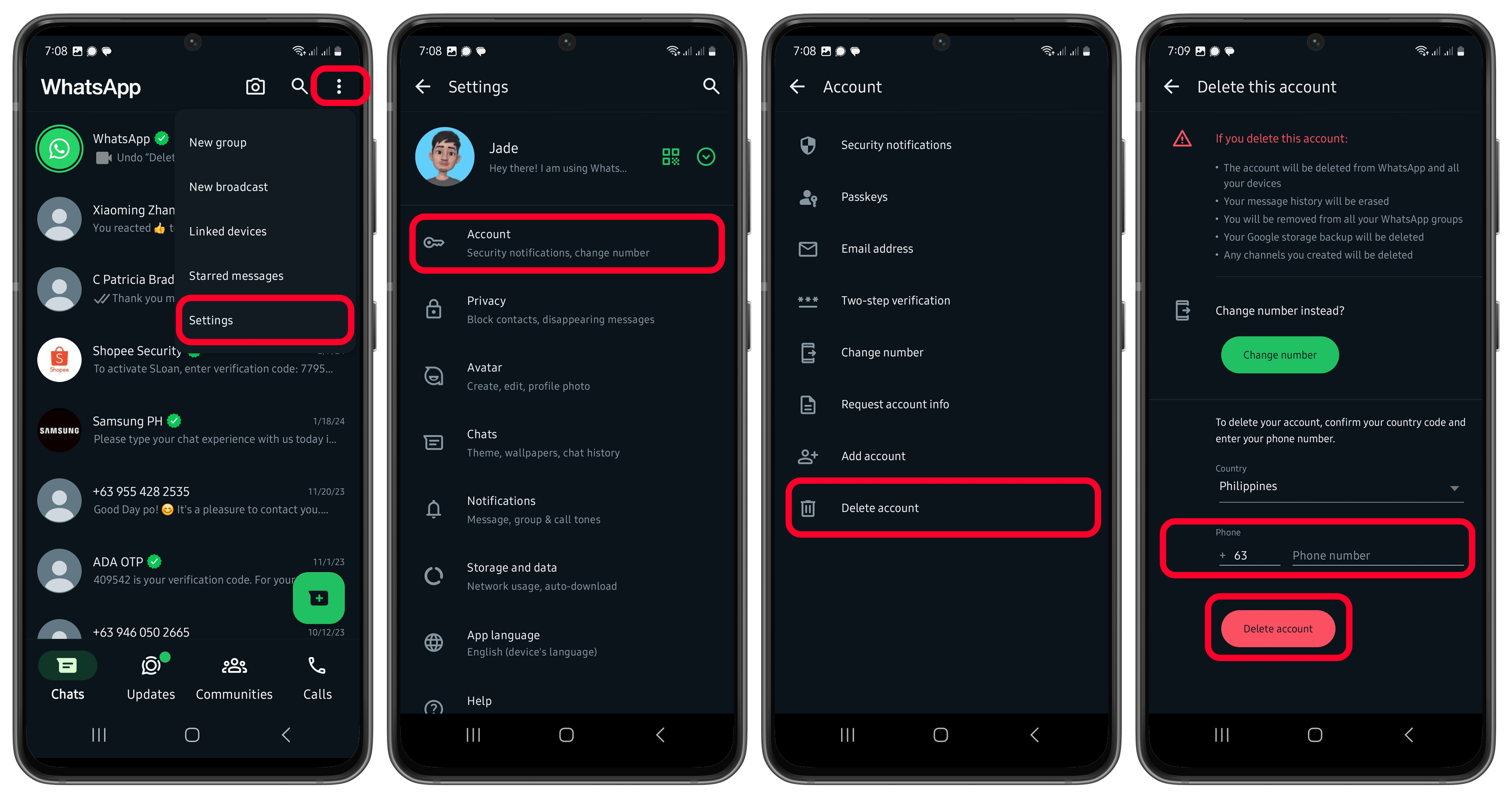 How to delete WhatsApp account