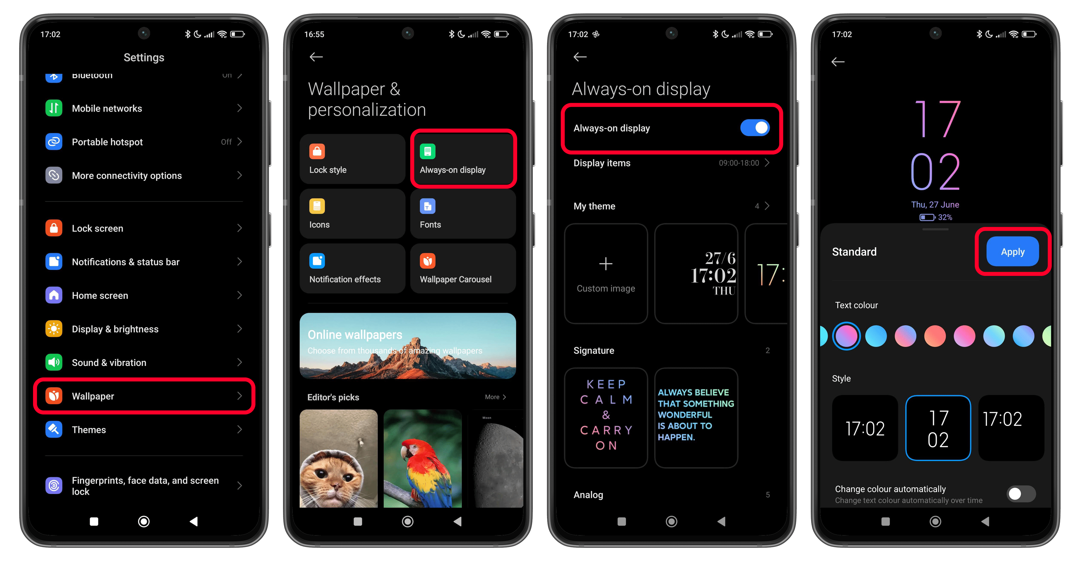 Customizing the always-on display feature on HyperOS