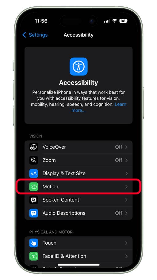 How to use iOS Vehicle Motion Cues on iPhone