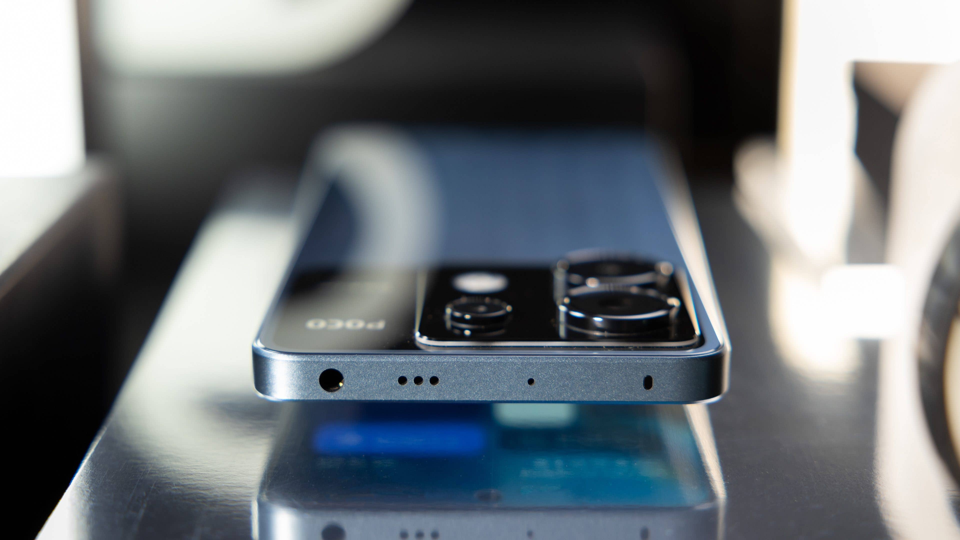 Poco X6 top side with headphone jack and IR blaster.