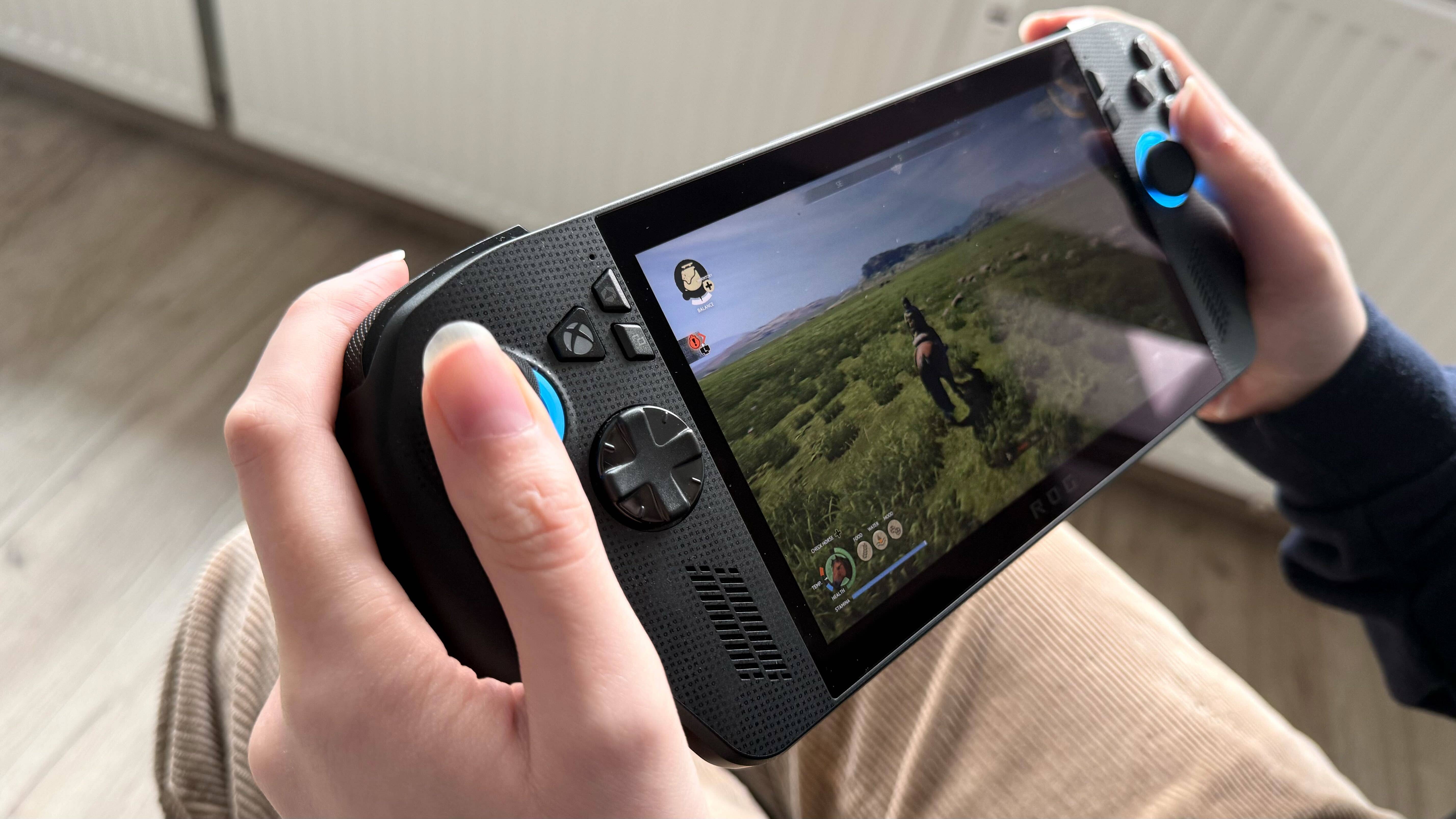 A game demo running on the ROG Xbox Ally X.