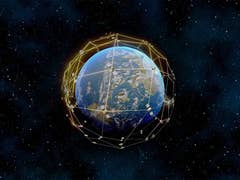Illustration simulating Iridium's satellite constellation coverage around the Earth.