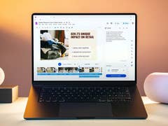 A MacBook Air displaying a market research presentation on Gen Z retail trends.