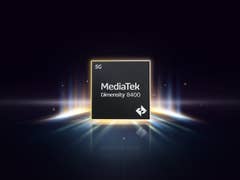 MediaTek Dimensity 8400 logo with a 5G symbol, set against a dark background with light effects.