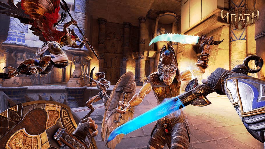 Screenshots showing the Asgard’s Wrath 2 game screens
