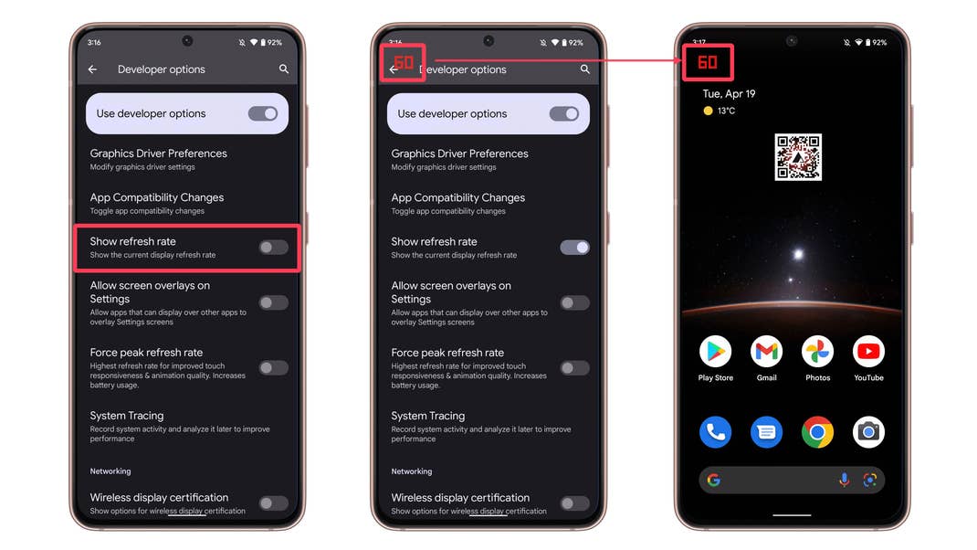 Display refresh rate in Android