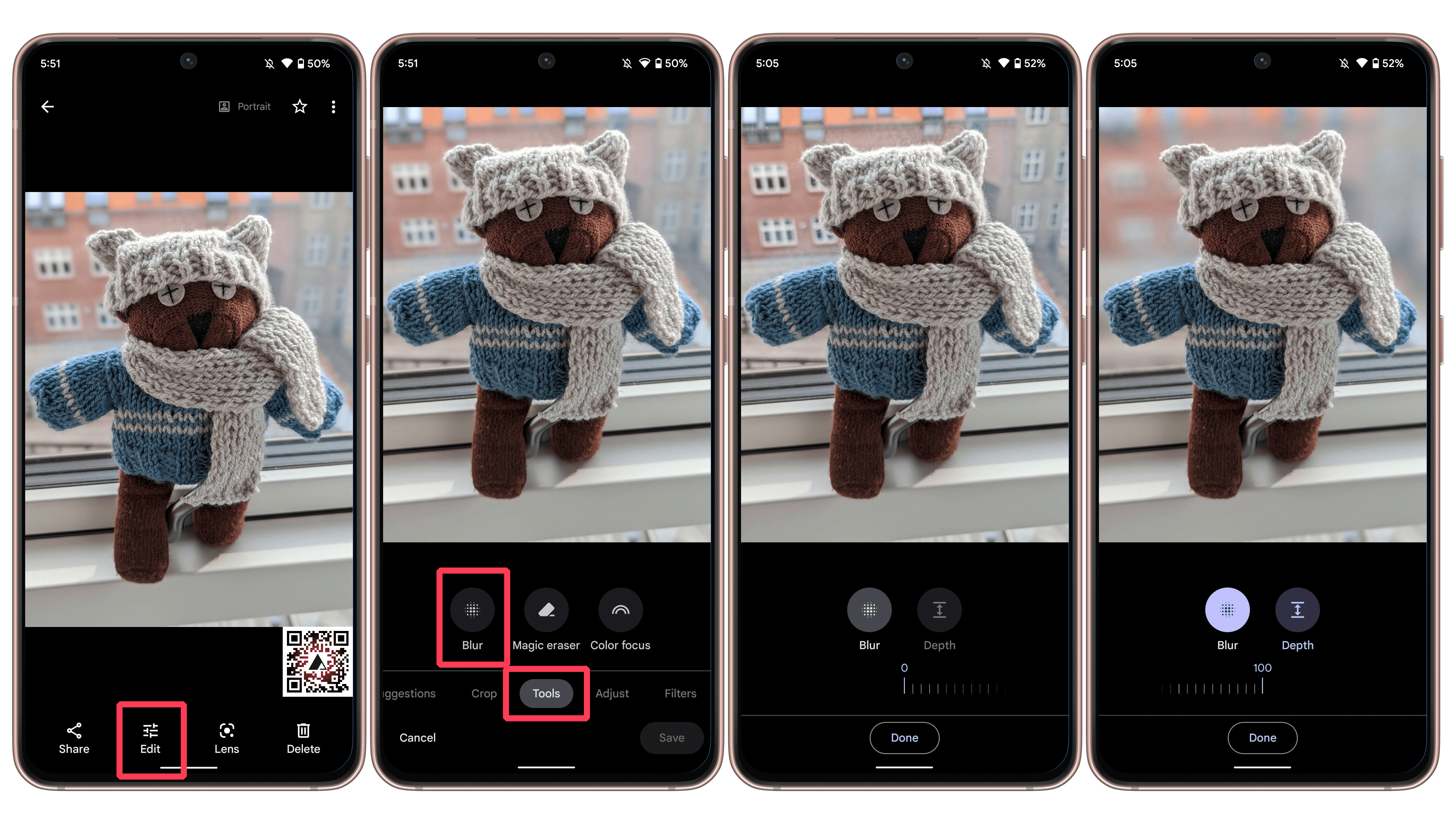 The results were surprisingly good with a quick photo taken with a Pixel 6 Google Photos Blur