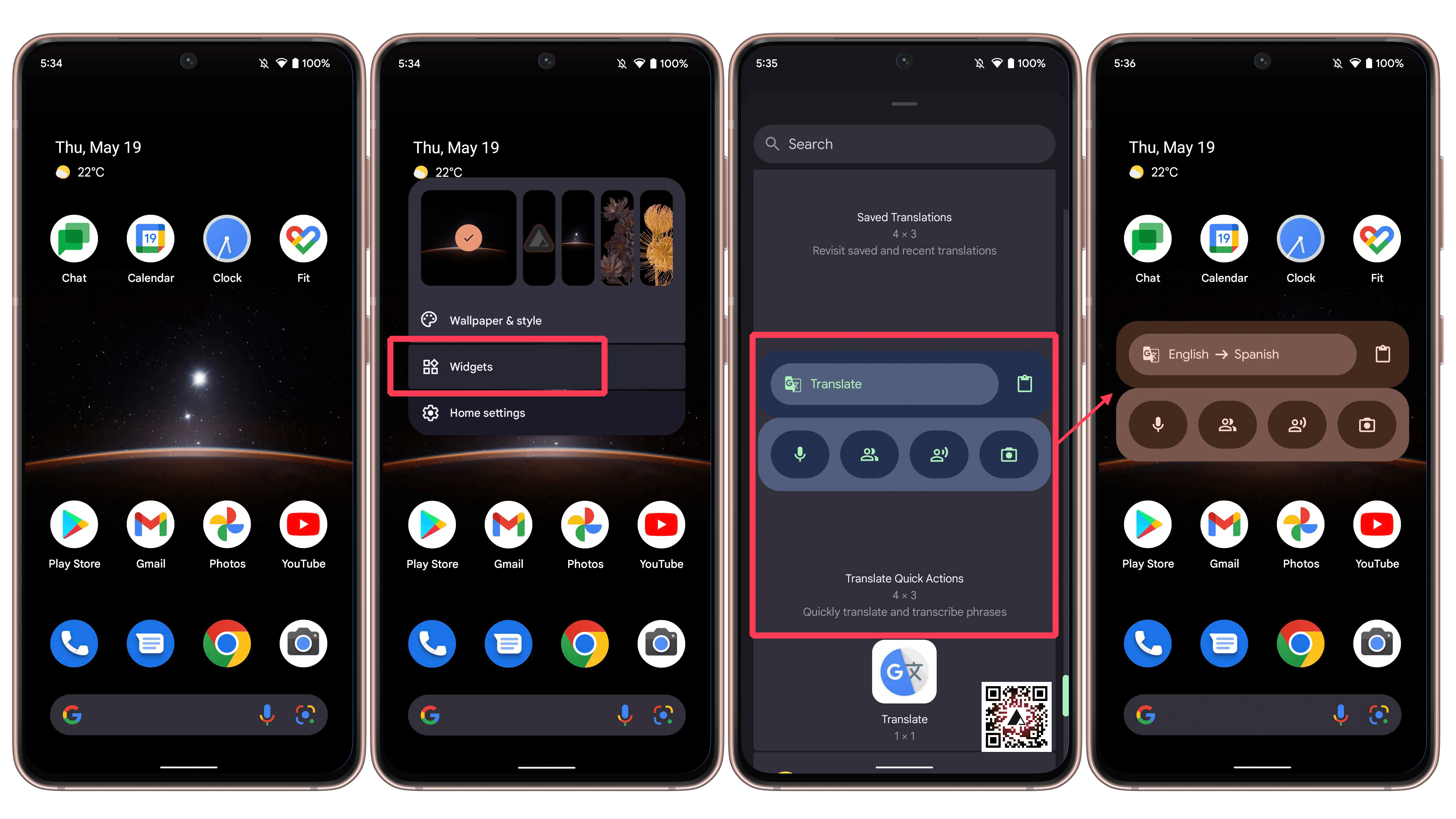 How to add the Google Translate widget on the home screen