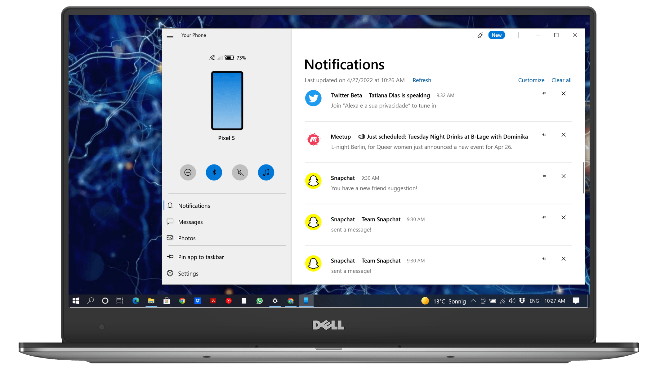 Now you can check you Android phone's notifications directly on your Windows PC App Link to Windows home screen in a Dell PC