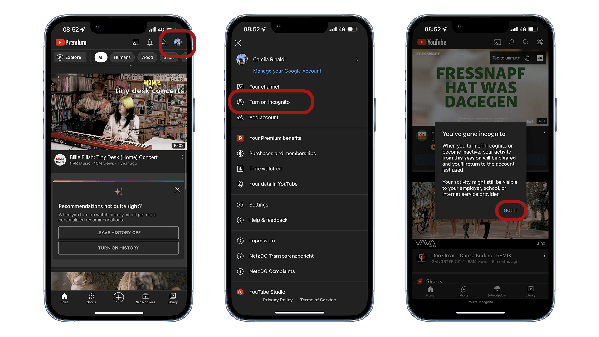NextPit Activate incognito mode YouTube