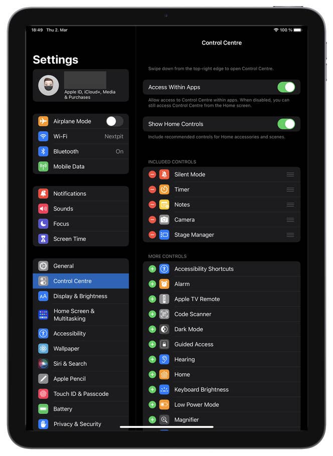Apple iPad Air 2022, iPadOS 16, UI
