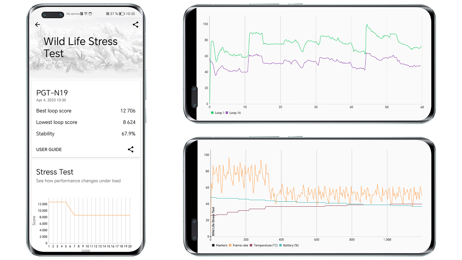 Honor Magic 5 Pro screenshots showing the 3DMark benchmark results