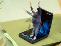 The Oppo Find N2 Flip placed flat with its screen folded at a 90-degree angle.