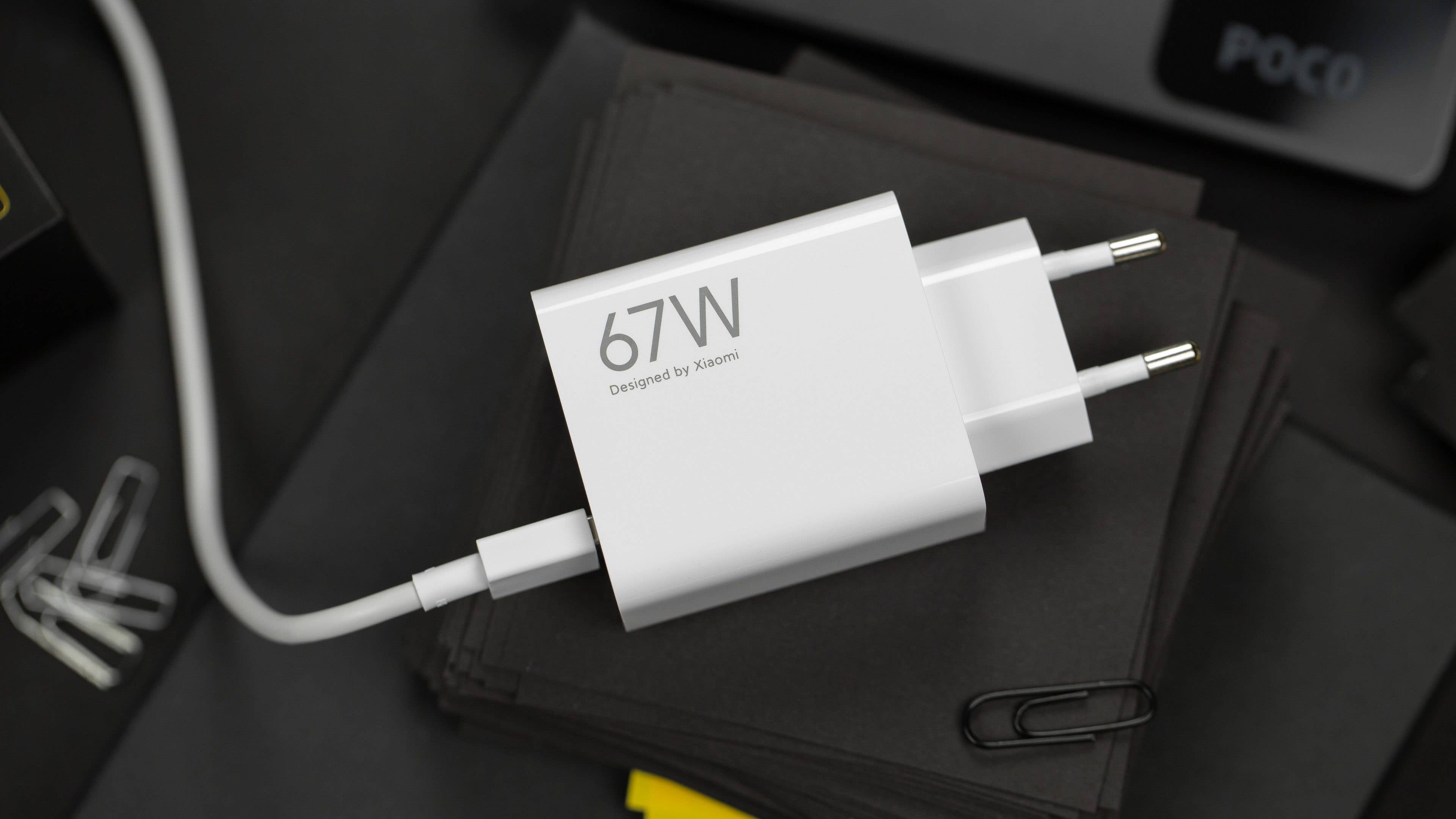 67 watts: Not record-breaking of course, but is more than sufficient! The 67-watt charger is included