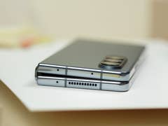 When folded, the Galaxy Z Fold 4 is still a thick and heavy smartphone.