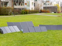 Solar panels of various brands next to each other.